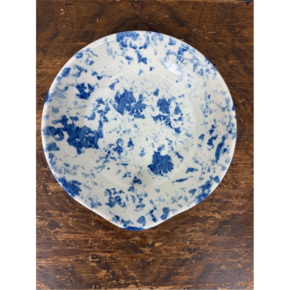 Blue and white spongeware ceramic spoonrest